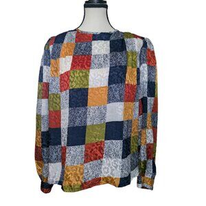 Vintage Nicola Patchwork Print Blouse Women’s Size 10– Made in USA